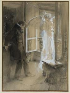 Distraught Man Being Visited By An Angel. by Ludwig, Ludek Marold