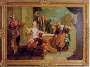 A Musical Company With A Boy And Dog by Francois Marot