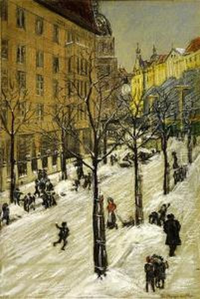 Verschneite Strasenszene In Berlin - view 1