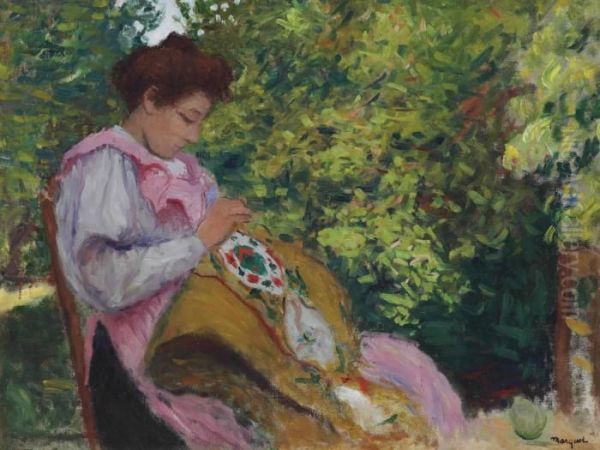 Jeune Fille Brodant - view 1