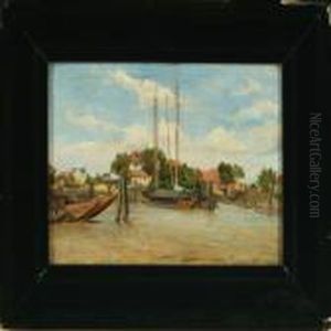 Houses Along The Elbe Near Altwerden, Hamburg by James Richard Marquis