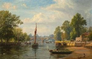 A Busy River Scene by James Richard Marquis