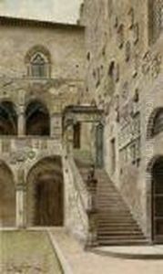 Blick Auf Den Innenhof Des Bargello In Florenz by A. Marrani