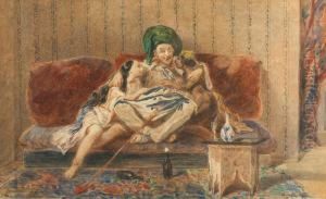 L'oriental Et Ses Deux Concubines by Alfred Marsaud