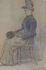 Portrait Of A Seated Woman. by Frank Howard Marshall