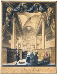 Perspective View Of The Inside Of St Stephens Church In Walbrook, London by George Marshall