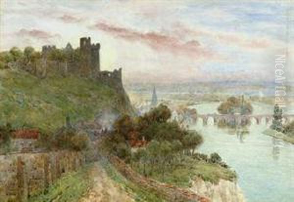 Ruined Castle Overlooking A River - view 1
