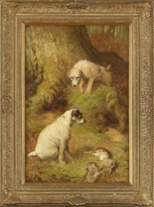 Woodland Interior With Terriers Huntinghare by John Fitz Marshall