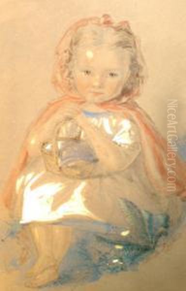 Mid 19th Century- Portrait Of Girl Seated Full-length, Traditionally Held To Be Alice Charlotte Lumsden, 2nd Daughter Of Henry Lumsden; Black Chalk - view 1
