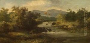 Angler Seated On A River Bank