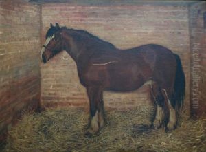 A Shire Horse In A Stable by William Elsob Marshall