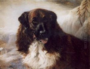 The Saint Bernard 'tell' Signed With Initials And Dated1867, Oil On Canvas 25 X 30in