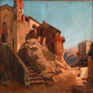 Landskab Fra Olevano, Med En Kirke by Wilhelm Marstrand