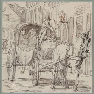 Village View With A Horse Carriage by Wilhelm Marstrand