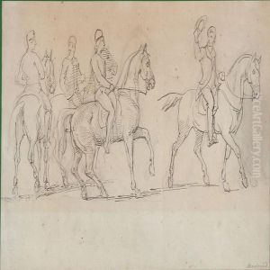 Four Riders On Horseback by Wilhelm Marstrand