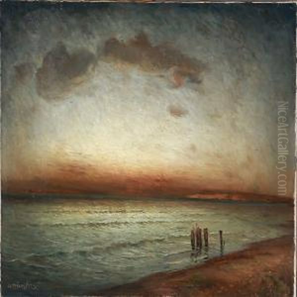 View From A Coast Over The Ocean At Sunset - view 1