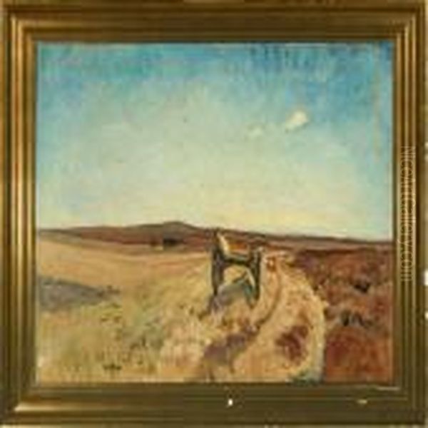Carriage In The Field, In The Background Ploughing Farmer - view 1