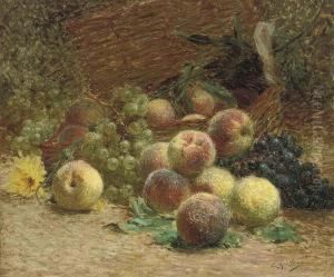 Peaches And Grapes by Ernst Edouard Martens