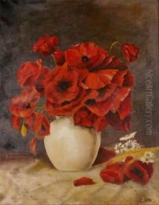Still Life With Poppies by Ernst Edouard Martens