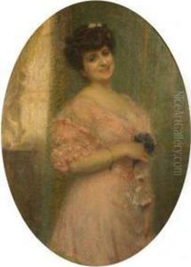 Portrait De Femme Au Bouquet De Violette