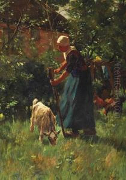 A Farmer's Wife Tending The Livestock - view 1