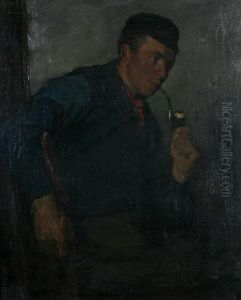A Young Man Smoking A Pipe