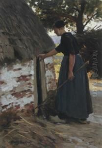Farmer's Wife By A Hut by Willy Martens