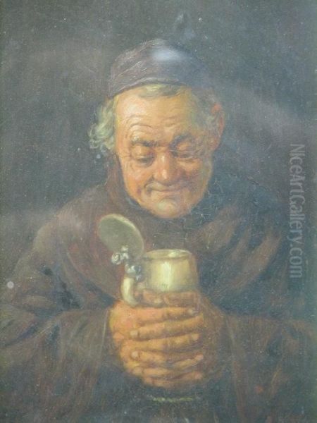 Smiling Monk With Flagon Of Ale And A Monk Eating Oyster - view 1