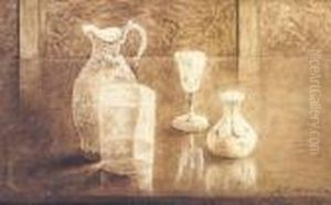 Still Life With Jug And Glasses by A. Martin