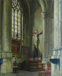 Interieur D'eglise A Bruxelles by Alfred Martin