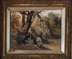 "the Penitant" - A Pilgrim At A Well by Alfred Richard Martin