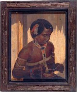 Portrait Of An African Girl Holding A Beaded Necklace by Alfred Richard Martin