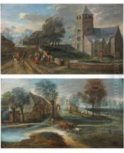 Personnages Devant Une Eglise, Le Vacher Personnages Devant Une Eglise, Le Vacher