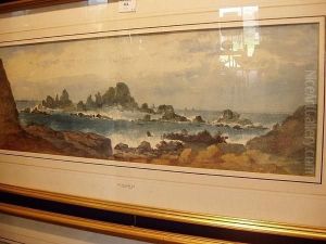 Coastal Scenes, Corbiere Rocks And Corbiere Cottages by C H Martin