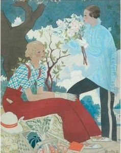 Les Deux Jardinieres, New York 1933 by Charles Martin