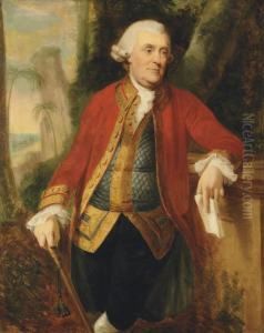 The Hon. John Skottowe, Governor Of St Helena, In Scarlet Coat Andgrey Embroidered Waistcoat, Holding A Cane And Letter Addressed'the Hon. John Skottowe Governor Of St. Helena', Standingthree-quarter Length In A Landscape, Shipping Off Jamestownbeyond The Hon. John Skottowe, Governor Of St Helena, In Scarlet Coat Andgrey Embroidered Waistcoat, Holding A Cane And Letter Addressed'the Hon. John Skottowe Governor Of St. Helena', Standingthree-quarter Length In A Landscape, Shipping Off Jamestownbeyond