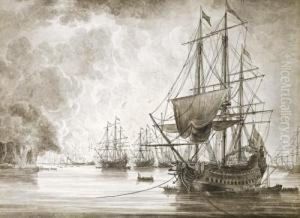 Swedish Men-o'war Landing An Expeditionary Force During A Bombardment