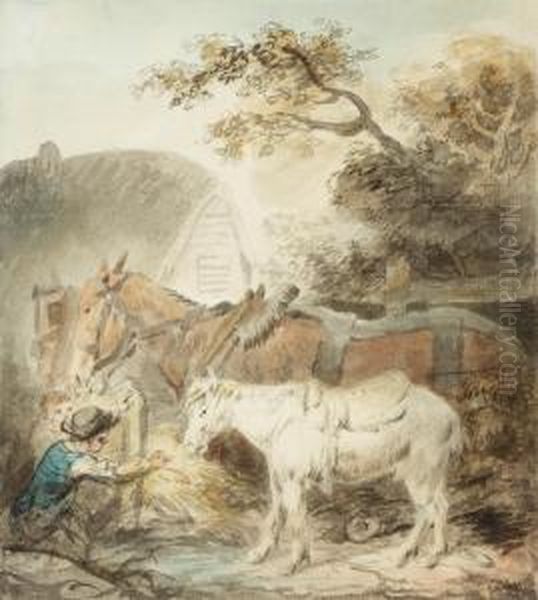Young Men With Horses - view 1