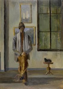 Self Portrait With A Brown Bonnet by Eugene Louis Martin
