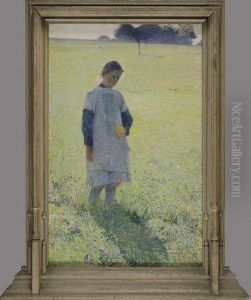 Fillette Cueillant Des Fleurs