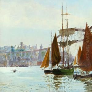 Coastal Scene With Numerous Ships At A Major City
