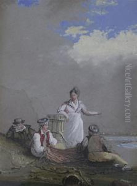 Scottish And French Fishermen On The Shore - view 1