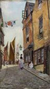 Street Scene In Fishing Port by Henry Martin