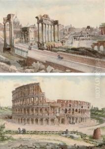 The Colosseum, Rome; The Roman Forum by John Martin