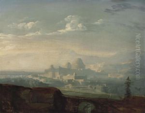 An Extensive Mountainous Landscape With A Classical City by John Martin