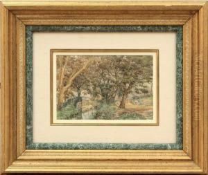 Landscape With Footbridge Over A Stream by Paul Martin