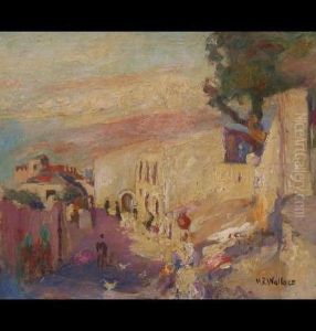 Impressionistic Street Scene With Figure by Robert Wallace Martin