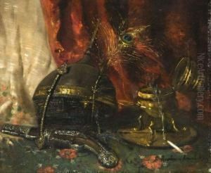 Casque Ottoman A La Plume De Paon Et Pistolet by Francois Martin-Kavel