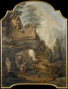 Paesaggio Rupestre Con Enea E Didone by Vincenzo Martinelli
