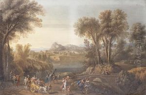 An Arcadian Landscape With A Bacchanal by Vincenzo Martinelli